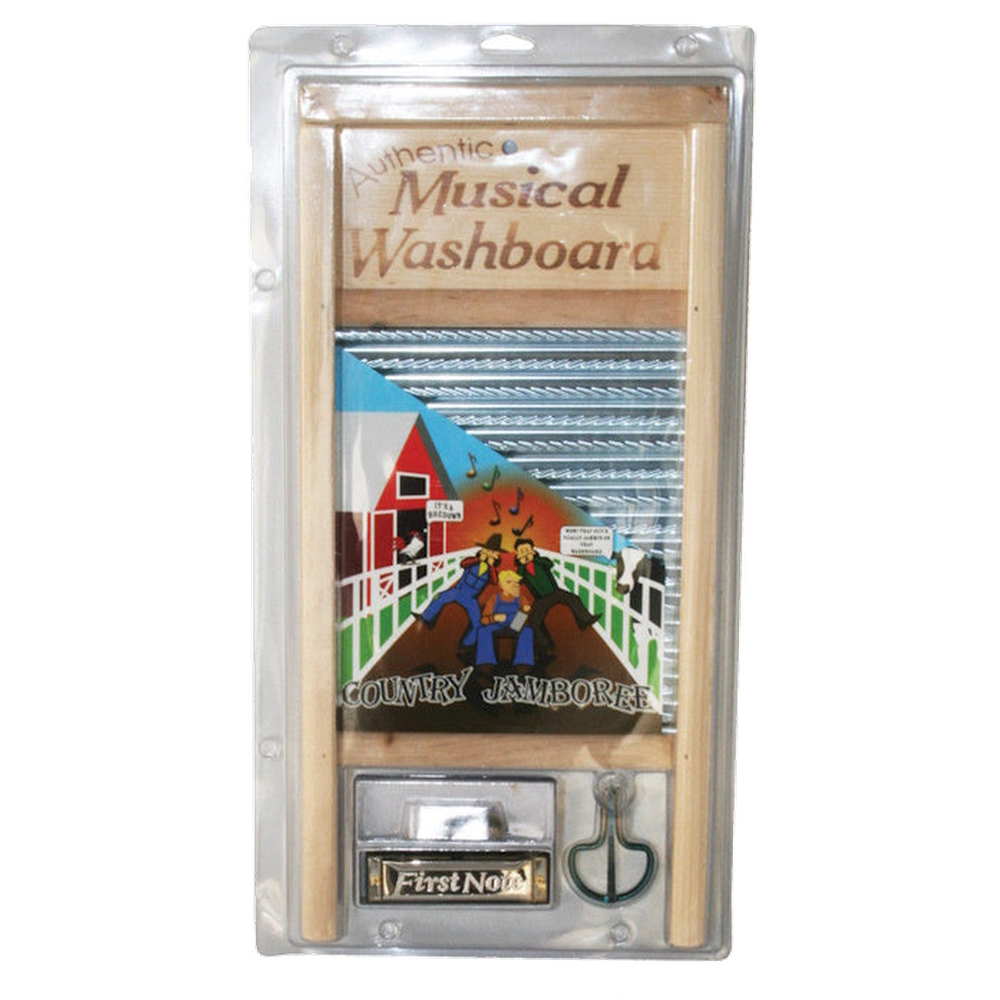 Authentic Musical Washboard Country Jamboree Kit Includes Washboard, Thimbles, Jaw Harp & Harmonica