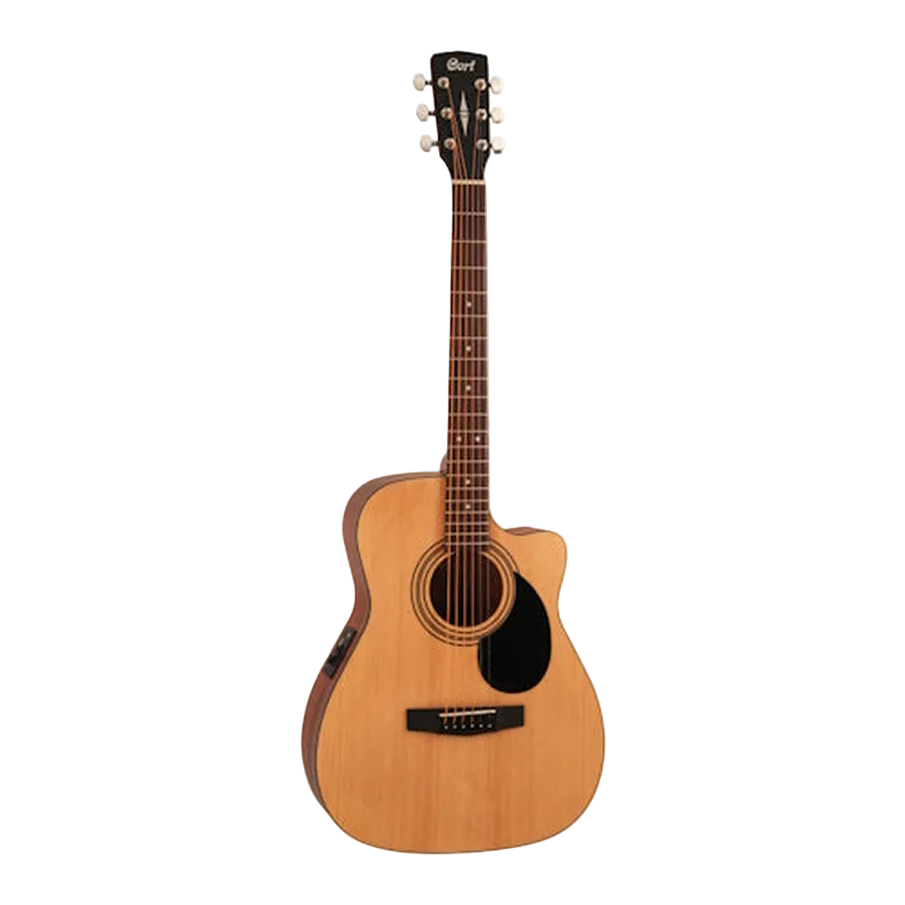 Cort AF515CE Acoustic Electric Guitar With Cutaway And Bag Open Pore