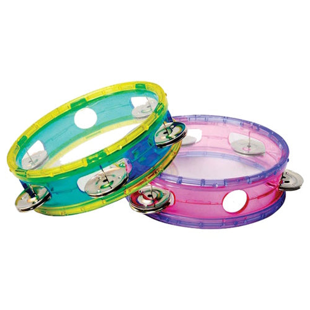 CPK 6 inch Tambourine Transparent Blue with Yellow Rim