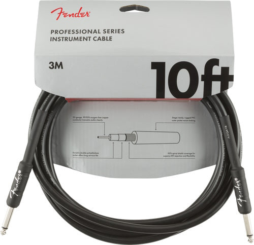 Fender Professional Series Instrument Cable Straight/Straight 10 foot Black