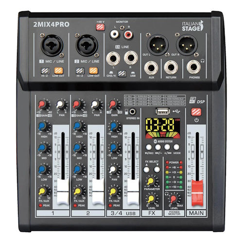 Italian Stage 2MIX4PRO USB Stereo Mixer 4-Ch with Bluetooth and DSP MultiFX