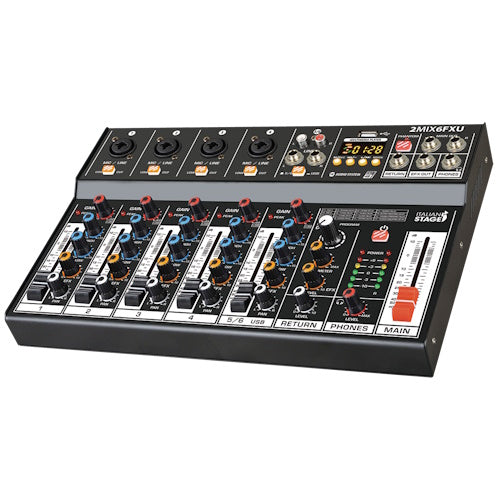 Italian Stage 2MIX6PRO USB Stereo Mixer 6-Ch with Bluetooth and DSP MultiFX