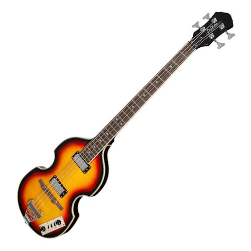 J&D Luthiers 4-String Violin-Style Electric Bass Guitar Tobacco Sunburst