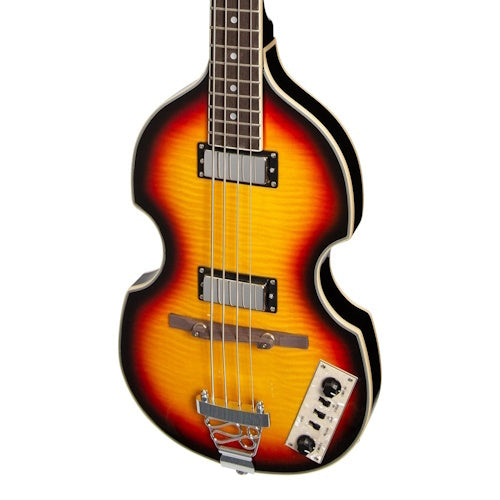 J&D Luthiers 4-String Violin-Style Electric Bass Guitar Tobacco Sunburst