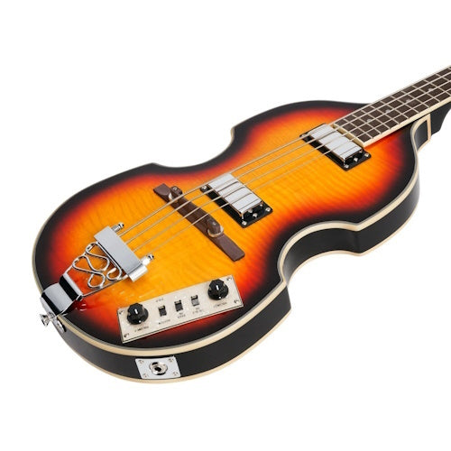 J&D Luthiers 4-String Violin-Style Electric Bass Guitar Tobacco Sunburst
