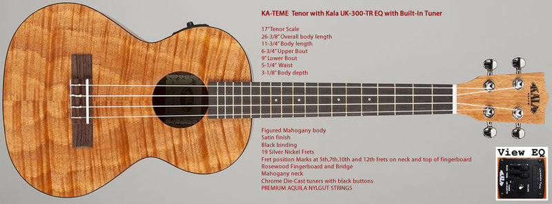 Kala Tenor Ukulele KA-TEME with UK-300-TR EQ