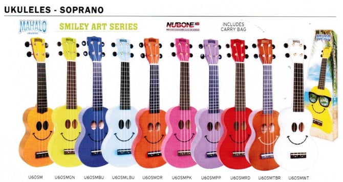 Mahalo Soprano Ukulele Art Series Smiley Face
