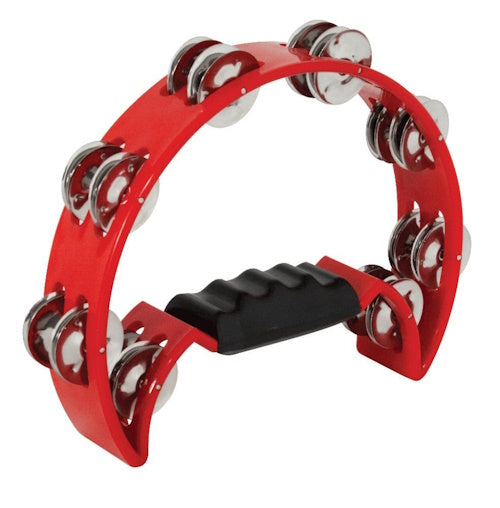 Mano Percussion TMP11R 9 inch x 5 inch Half Moon Tambourine Red