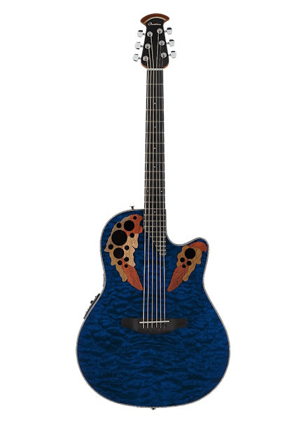 Ovation Celebrity Elite Plus Flame Maple Limited Edition Blue Acoustic Electric Guitar CE44P-BLFL