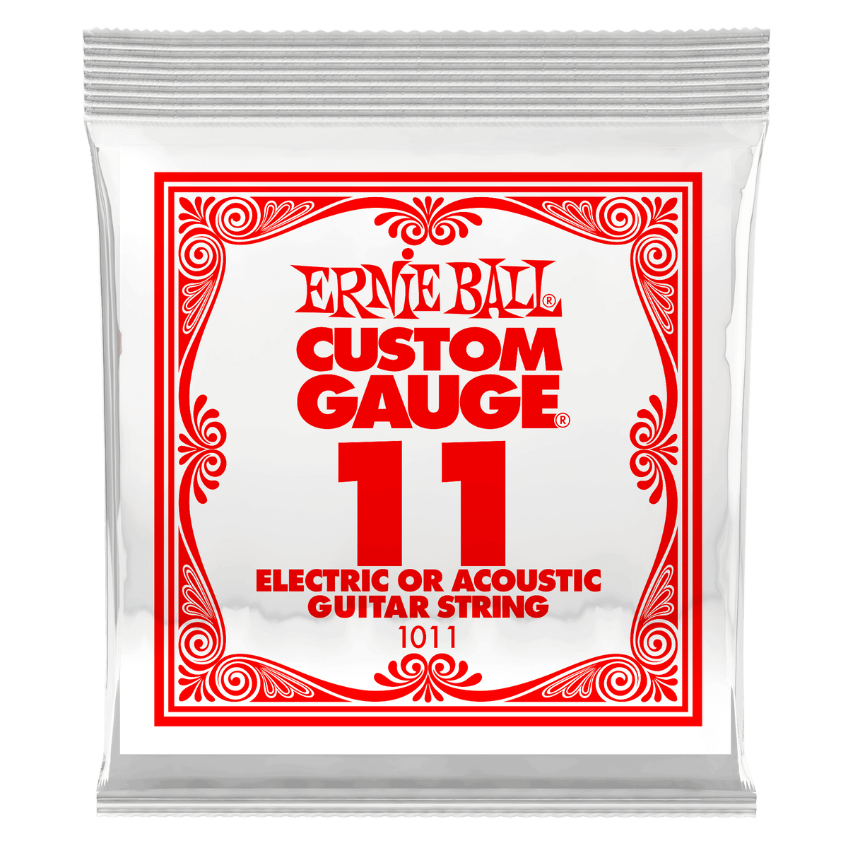 Ernie Ball .011 Plain Steel Electric or Acoustic Guitar Strings 6 Pack