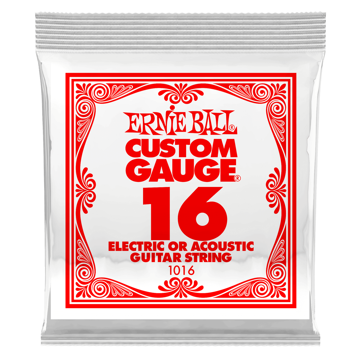 Ernie Ball .016 Plain Steel Electric or Acoustic Guitar Strings 6 Pack