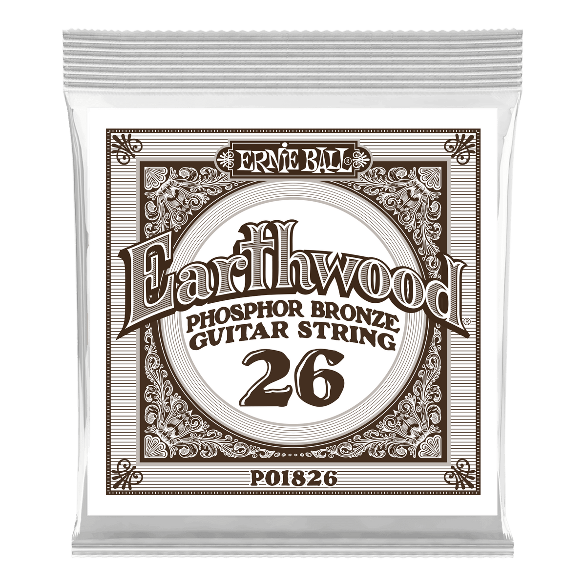 Ernie Ball .026 Earthwood Phosphor Bronze Acoustic Guitar Strings 6 Pack