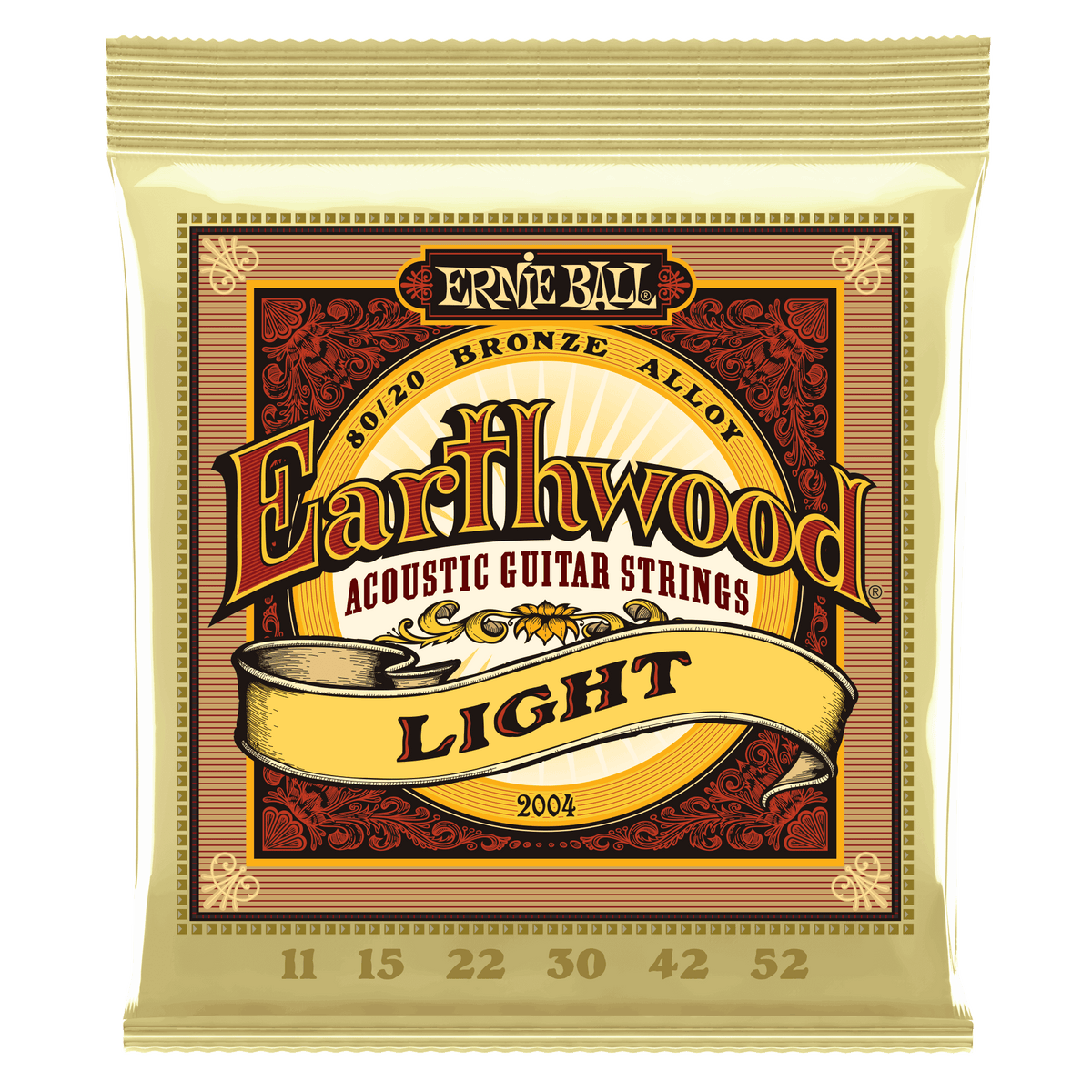 Ernie Ball Light Earthwood 80/20 Bronze Acoustic Guitar Strings 11-52 Gauge