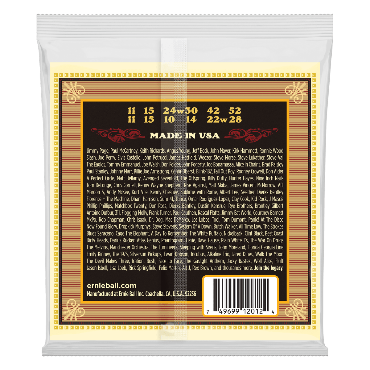 Ernie Ball Medium Earthwood 80/20 Bronze 12-String Acoustic Guitar Strings 11-52 Gauge