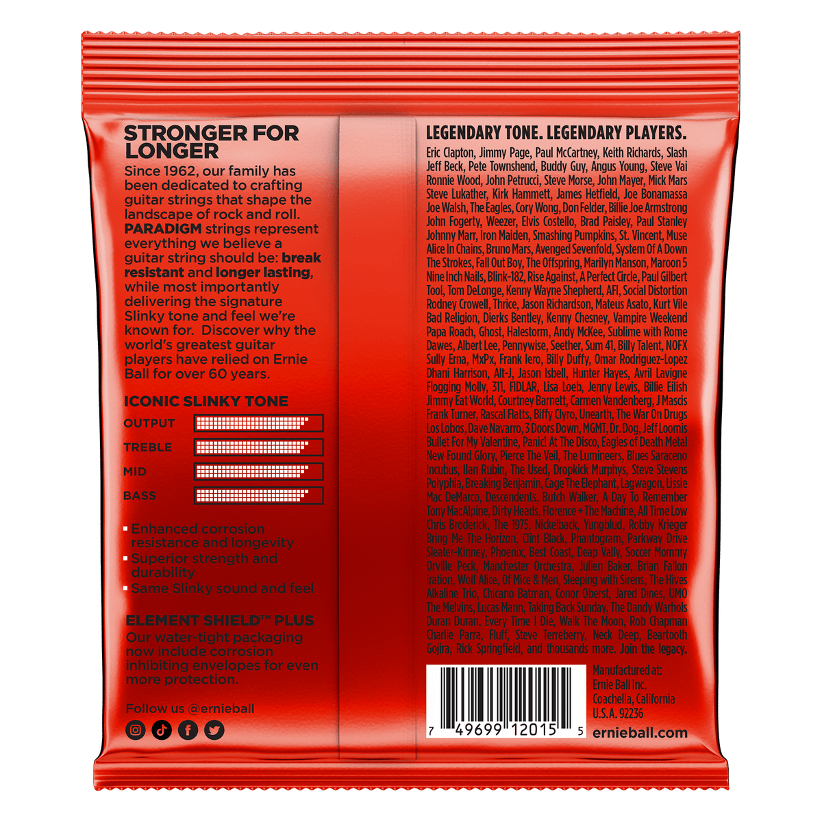Ernie Ball Skinny Top Heavy Bottom Slinky Paradigm Electric Guitar Strings 10-52 Gauge
