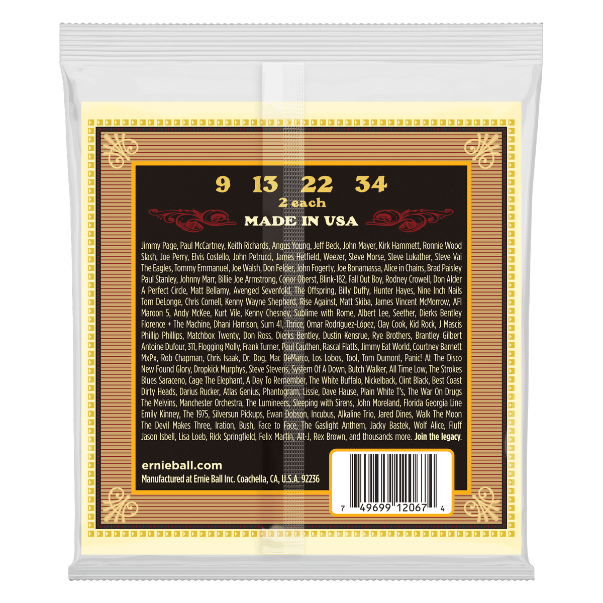 Ernie Ball Light Earthwood 80/20 Bronze Loop End Mandolin Strings 9-34 Gauge