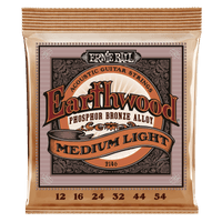 Ernie Ball Medium Light Earthwood Phosphor Bronze Acoustic Guitar Strings 12-54 Gauge
