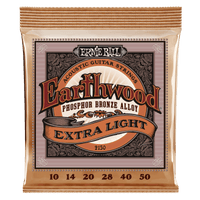 Ernie Ball Extra Light Earthwood Phosphor Bronze Acoustic Guitar Strings 10-50 Gauge