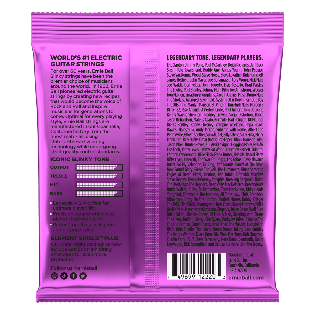 Ernie Ball Power Slinky Nickel Wound Electric Guitar Strings 11-48 Gauge
