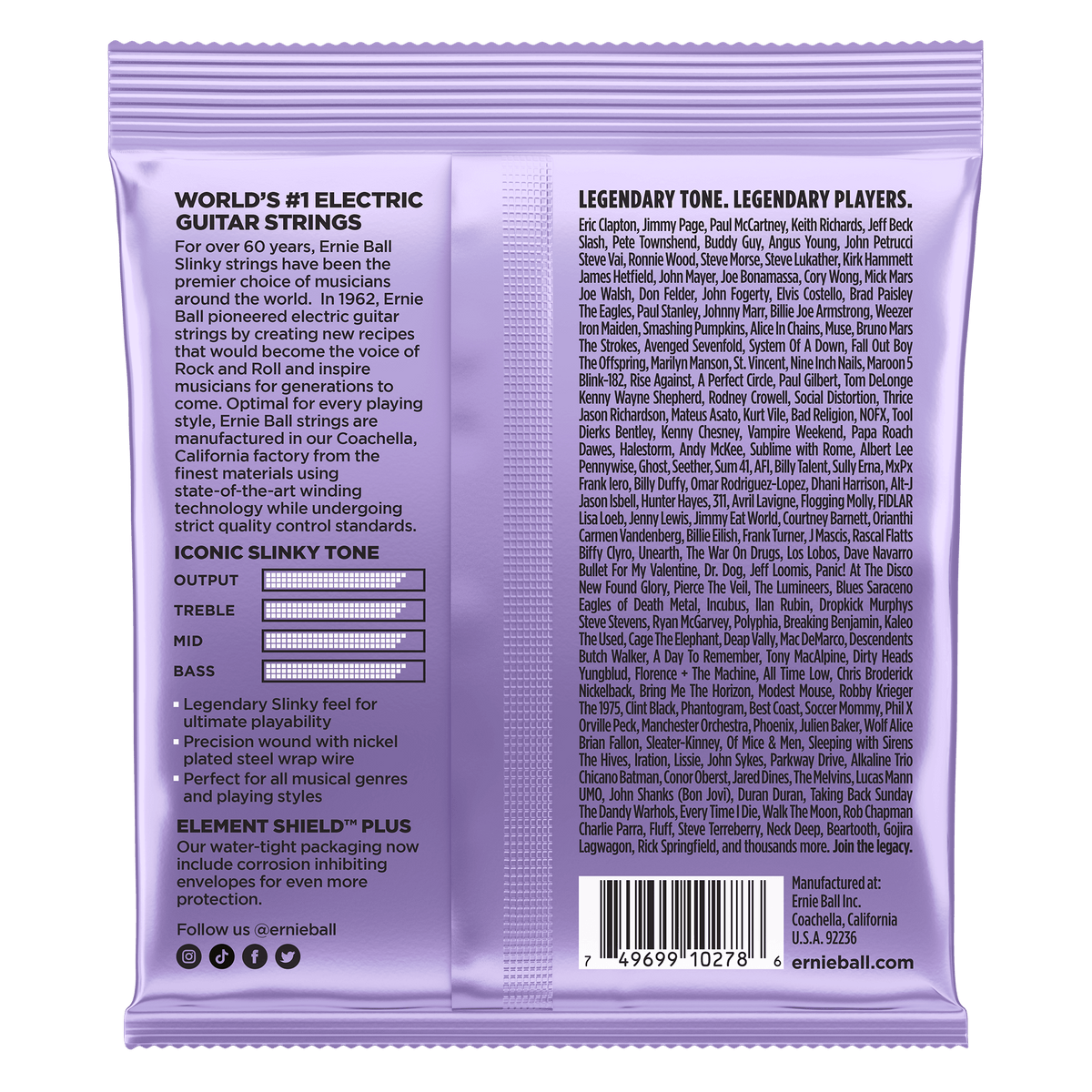 Ernie Ball Ultra Slinky Nickel Wound Electric Guitar Strings 10-48 Gauge