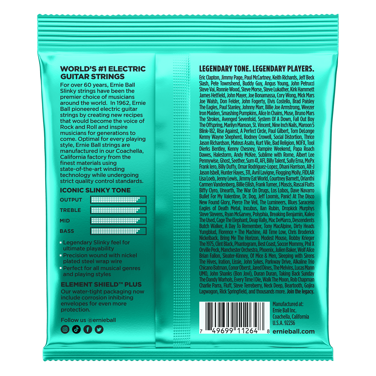 Ernie Ball Not Even Slinky Nickel Wound Electric Guitar Strings 12-56 Gauge