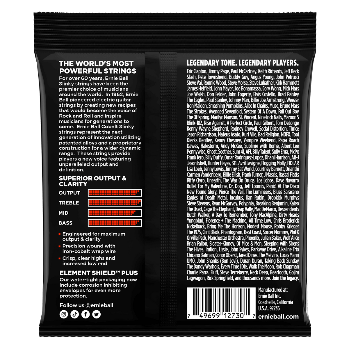 Ernie Ball Skinny Top Heavy Bottom Slinky Cobalt 7-String Electric Guitar Strings 10-62 Gauge