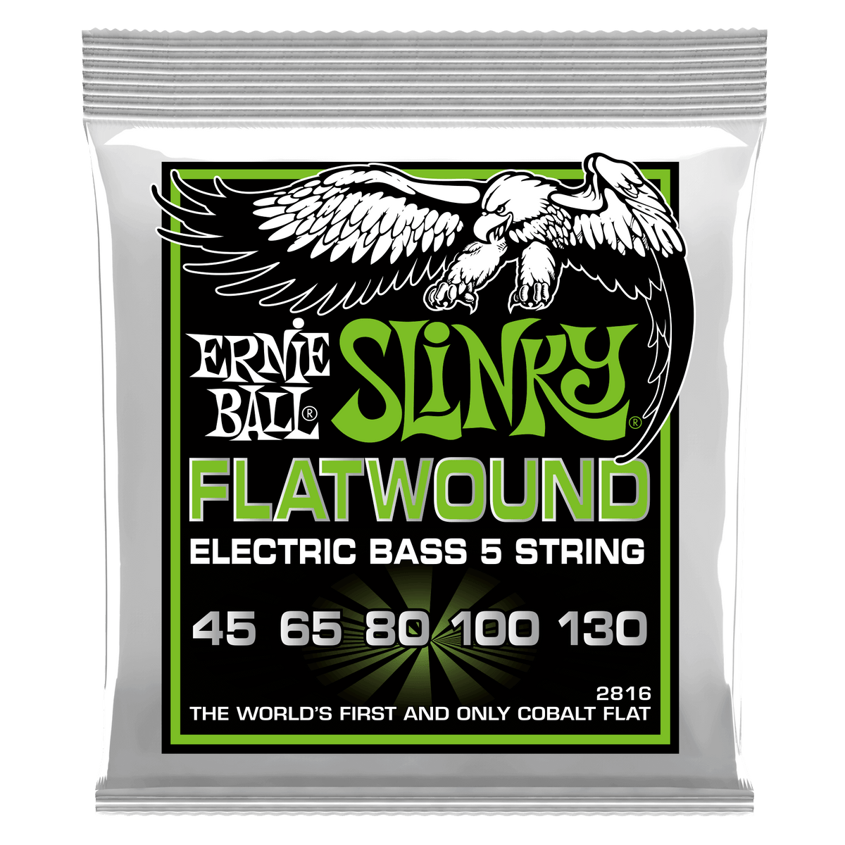 Ernie Ball Regular Slinky Cobalt Flatwound 5-String Electric Bass Strings 45-130 Gauge