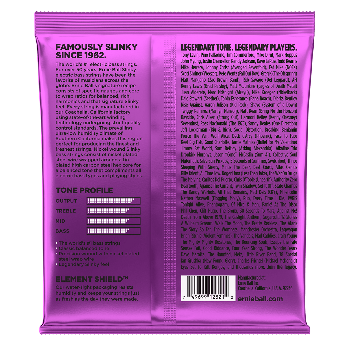 Ernie Ball Power Slinky Nickel Wound 5-String Electric Bass Strings 50-135 Gauge
