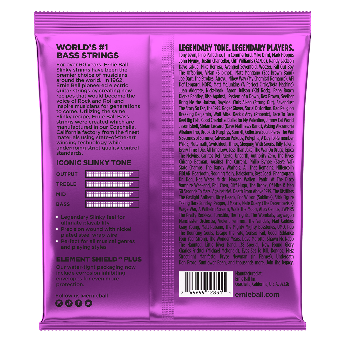 Ernie Ball Power Slinky Nickel Wound Electric Bass Strings 55-110 Gauge