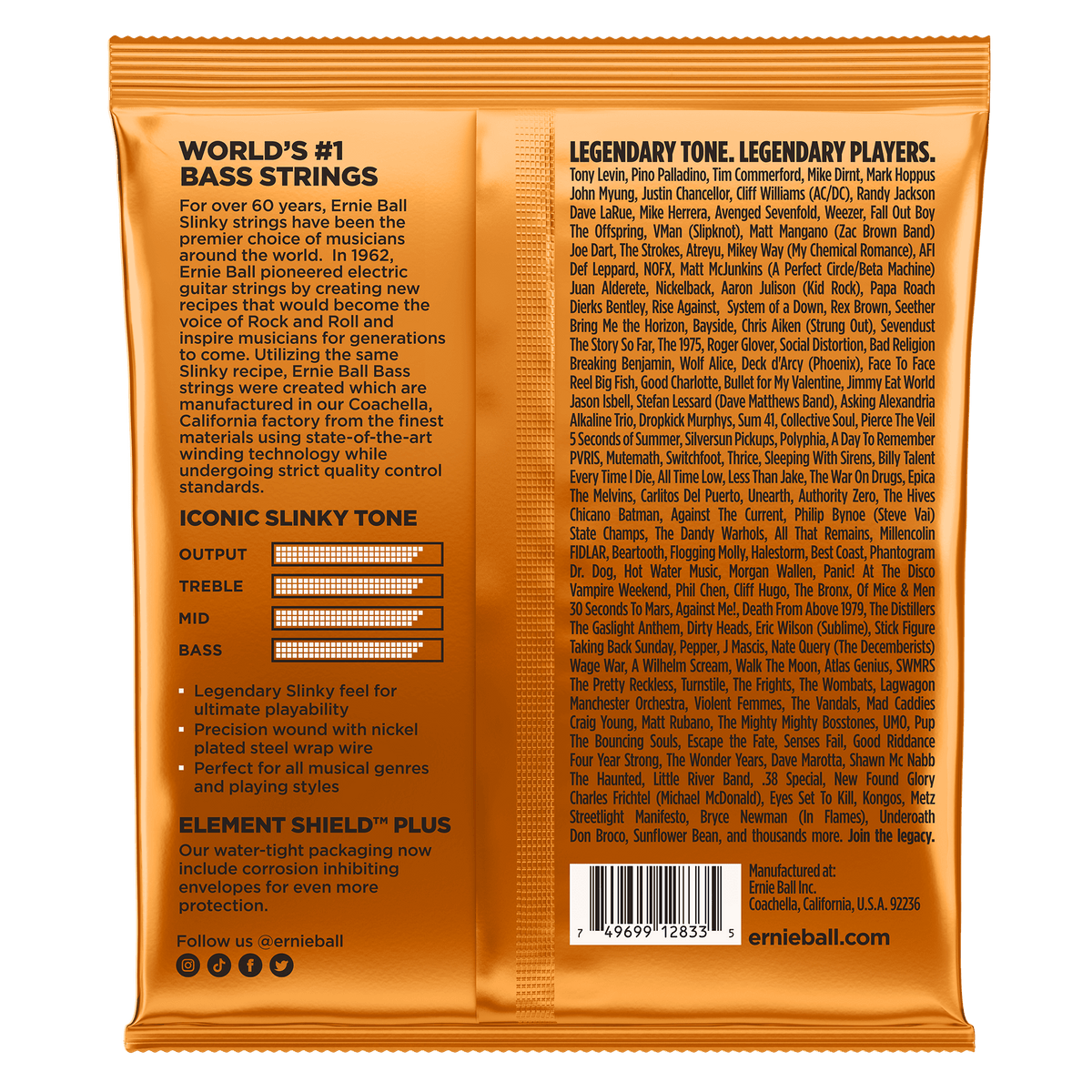 Ernie Ball Hybrid Slinky Nickel Wound Electric Bass Strings 45-105 Gauge