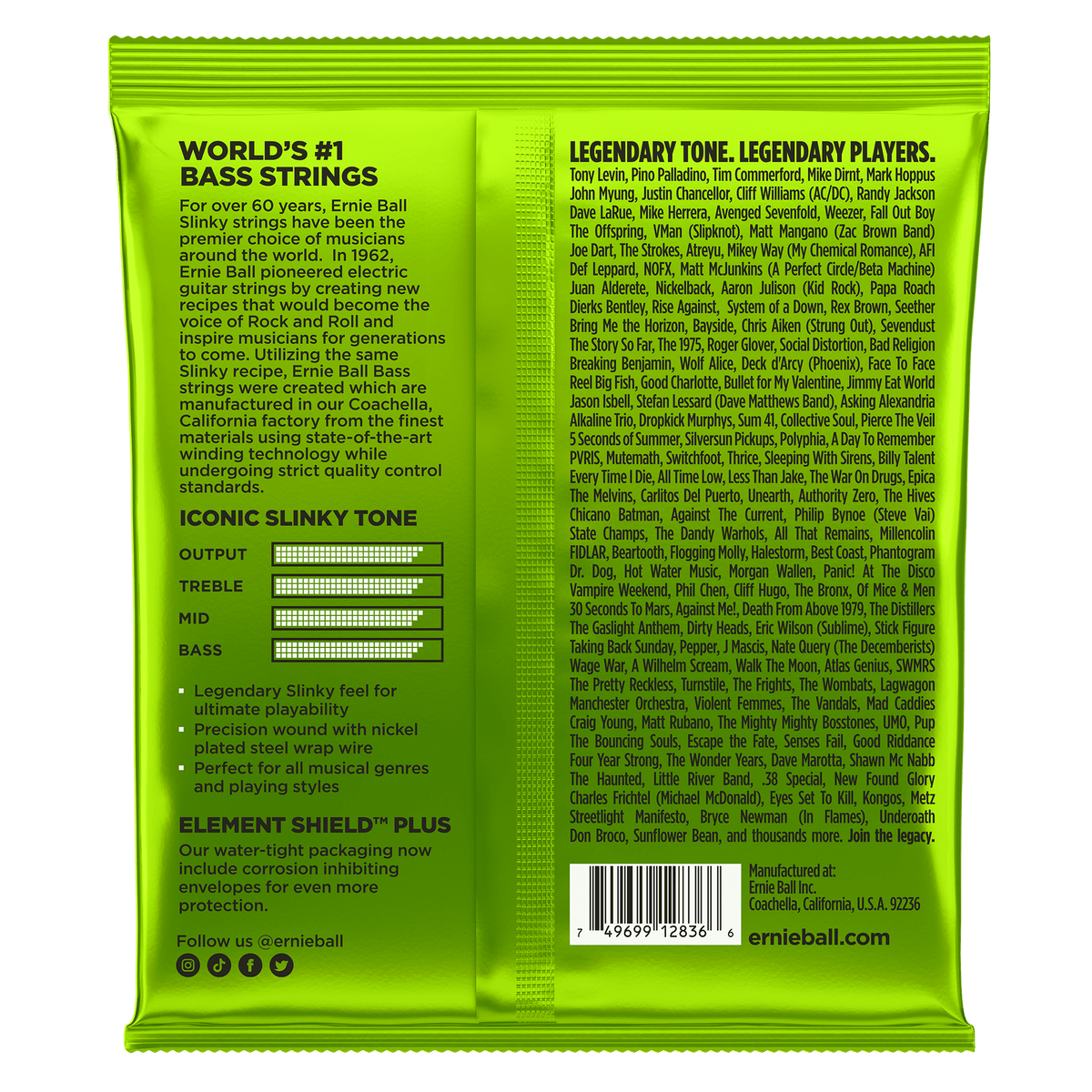 Ernie Ball Regular Slinky Nickel Wound 5-String Electric Bass Strings 45-130 Gauge