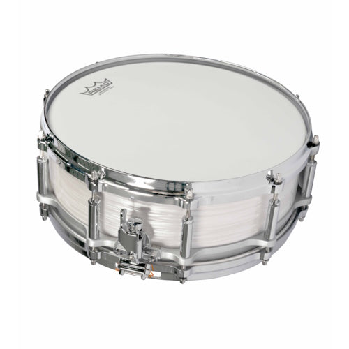 Pearl Phenolic 14″ x 5" Free Floating Snare Drum in Pearl White Oyster 75th Anniversary