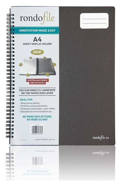 Rondofile 20 Black A4 Sheet Music Display Holder