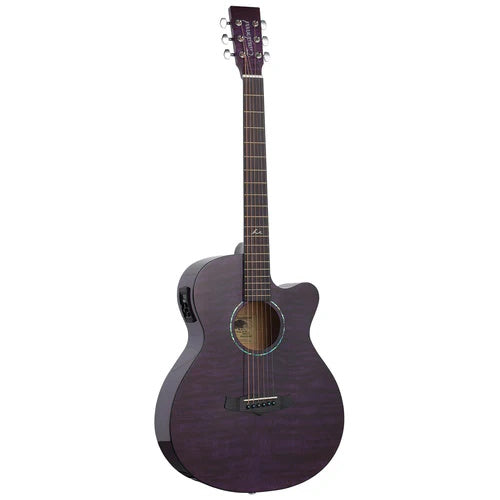 Tanglewood TA4-CEPU Azure SuperFolk Cutaway with Pickup Quilted Ash Foxglove Purple Gloss