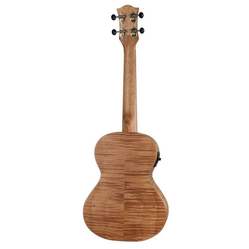 Tiki 2 Series Mahogany Flame Top Tenor Electric Ukulele with Gig Bag Natural Satin
