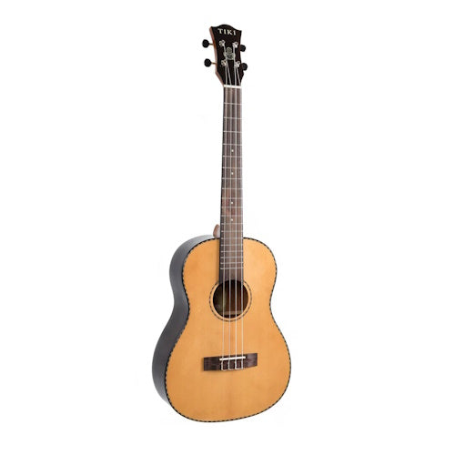 Tiki 22 Series Spruce Solid Top Electric Baritone Ukulele with Hard Case Natural Gloss