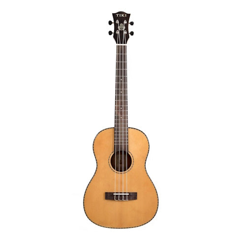 Tiki 22 Series Spruce Solid Top Electric Baritone Ukulele with Hard Case Natural Gloss
