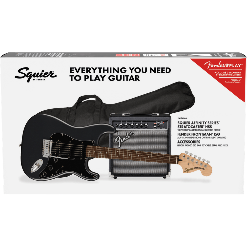 Affinity Series Stratocaster HSS Pack Charcoal Frost Metallic Indian Laurel