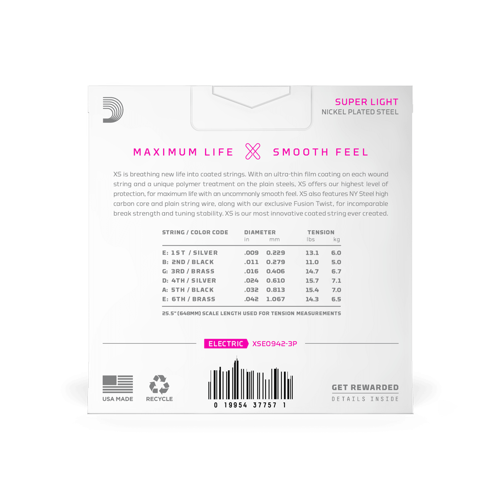 D'Addario 09-42 Super Light, XS Nickel Coated Electric Guitar Strings