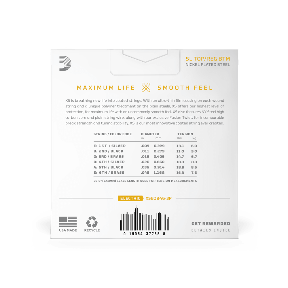 D'Addario 09-46 Super Light Top/Regular Bottom, XS Nickel Coated Electric Guitar Strings