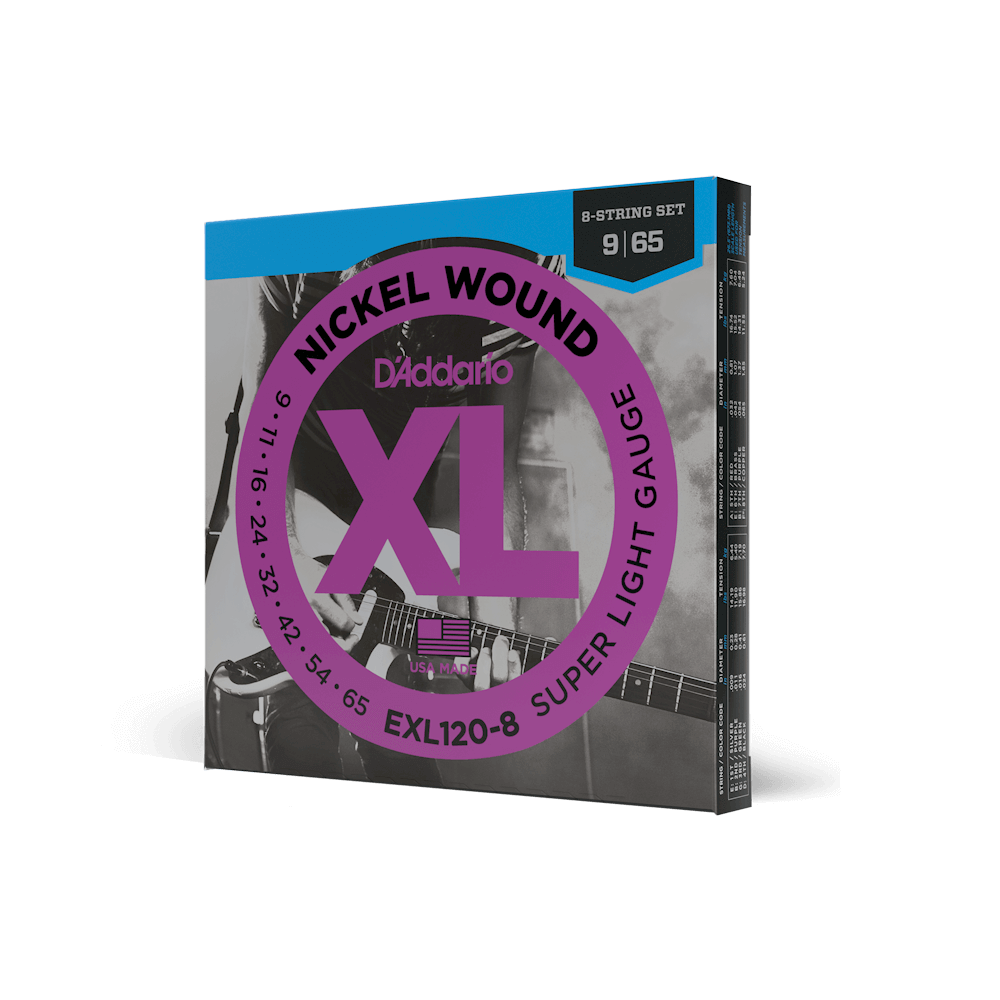 D'Addario 09-65 Super Light 8-String, XL Nickel Electric Guitar Strings
