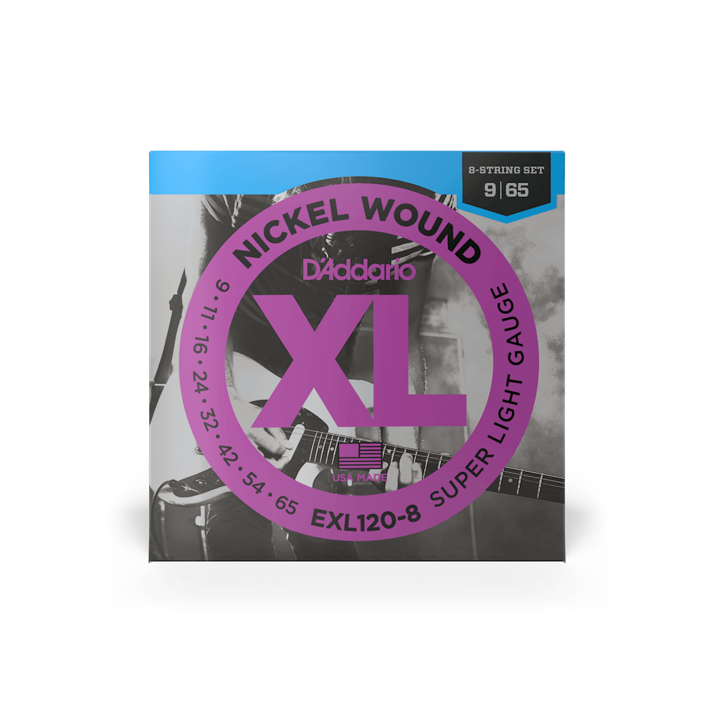 D'Addario 09-65 Super Light 8-String, XL Nickel Electric Guitar Strings