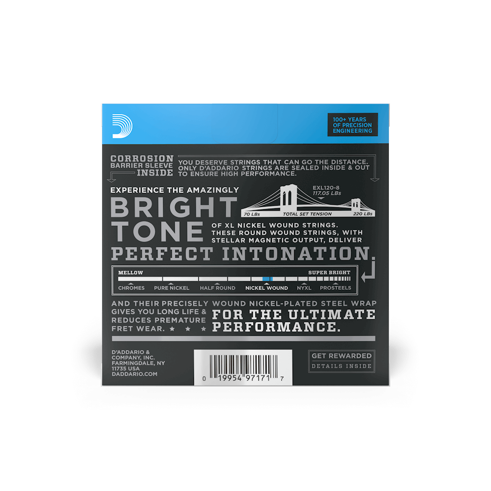 D'Addario 09-65 Super Light 8-String, XL Nickel Electric Guitar Strings