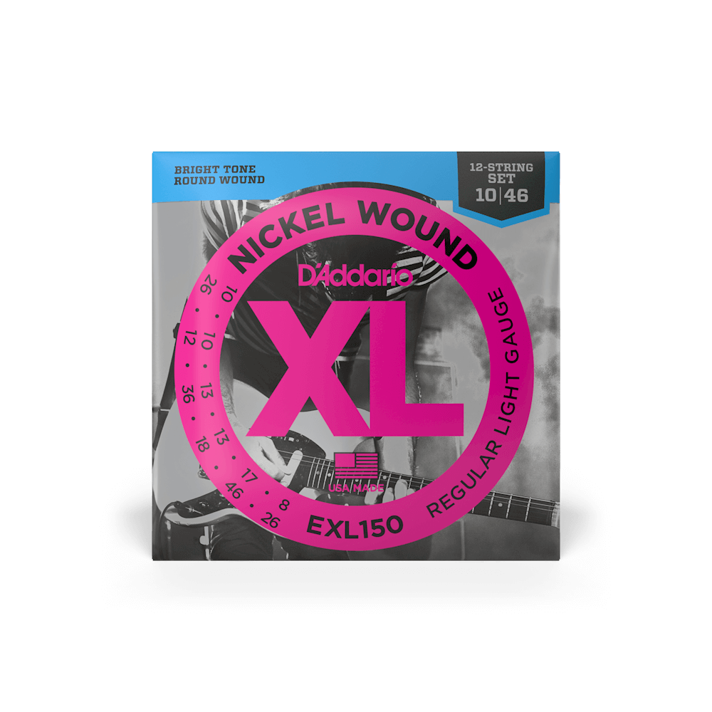 D'Addario 10-46 Regular Light 12-String, XL Nickel Electric Guitar Strings