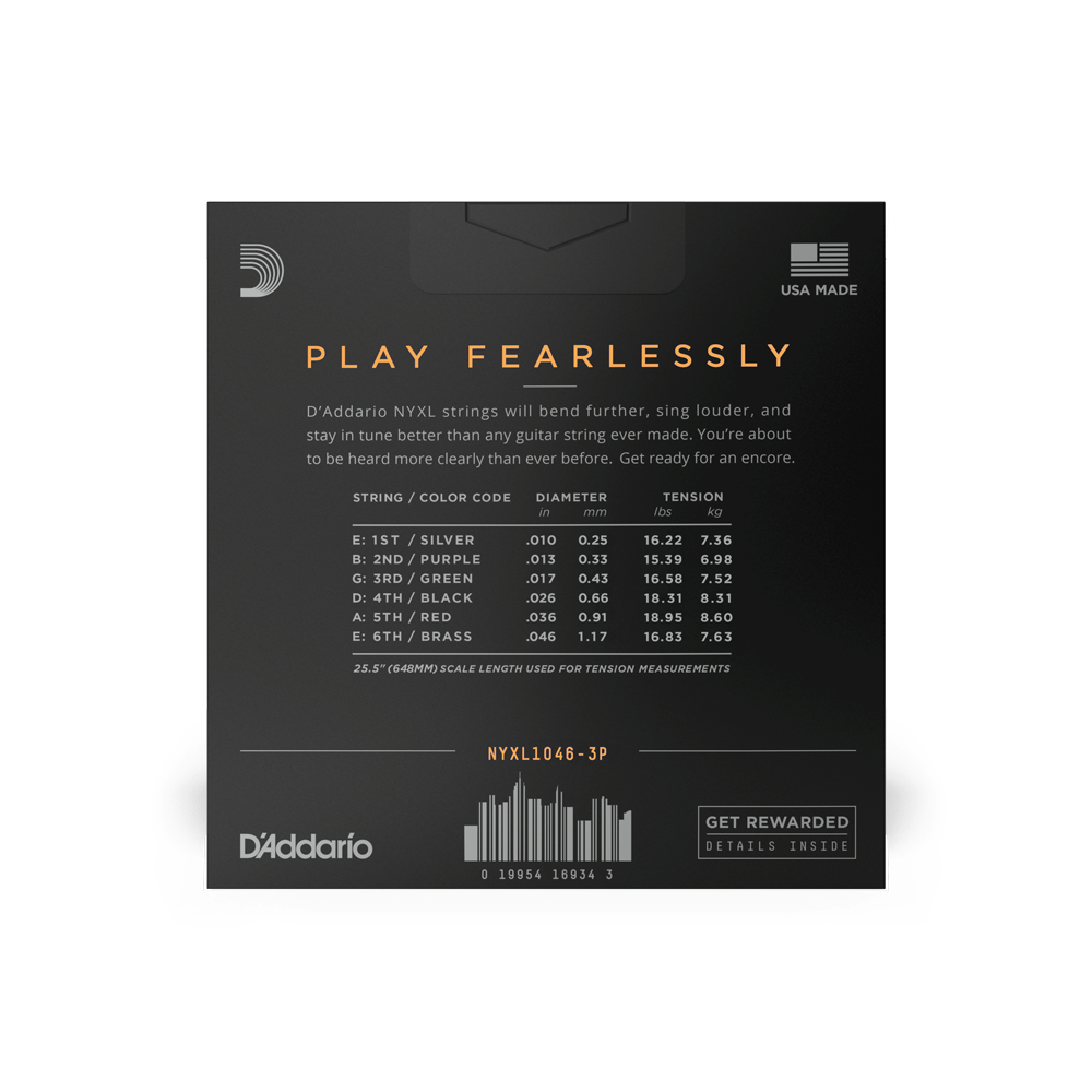 D'Addario 10-46 Regular Light, NYXL Electric Guitar Strings