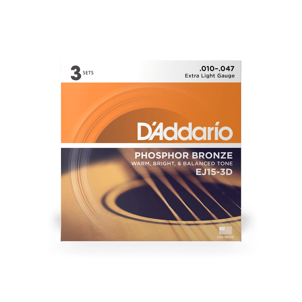 D'Addario 10-47 Extra Light, Phosphor Bronze Acoustic Guitar Strings