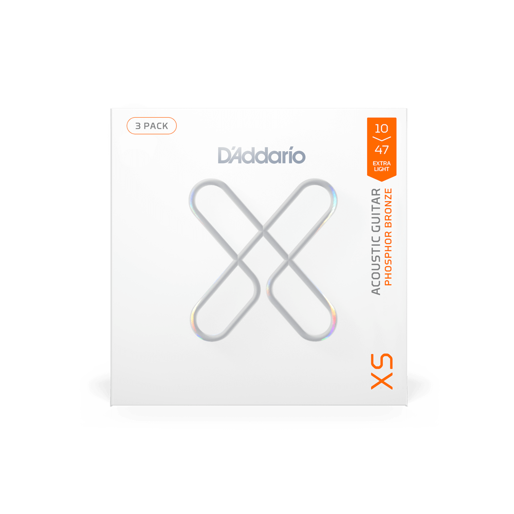 D'Addario 10-47 Extra Light, XS Phosphor Bronze Coated Acoustic Guitar Strings