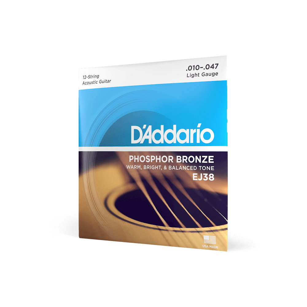D'Addario 10-47 Light 12-String, Phosphor Bronze Acoustic Guitar Strings
