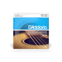 D'Addario 10-47 Light 12-String, Phosphor Bronze Acoustic Guitar Strings