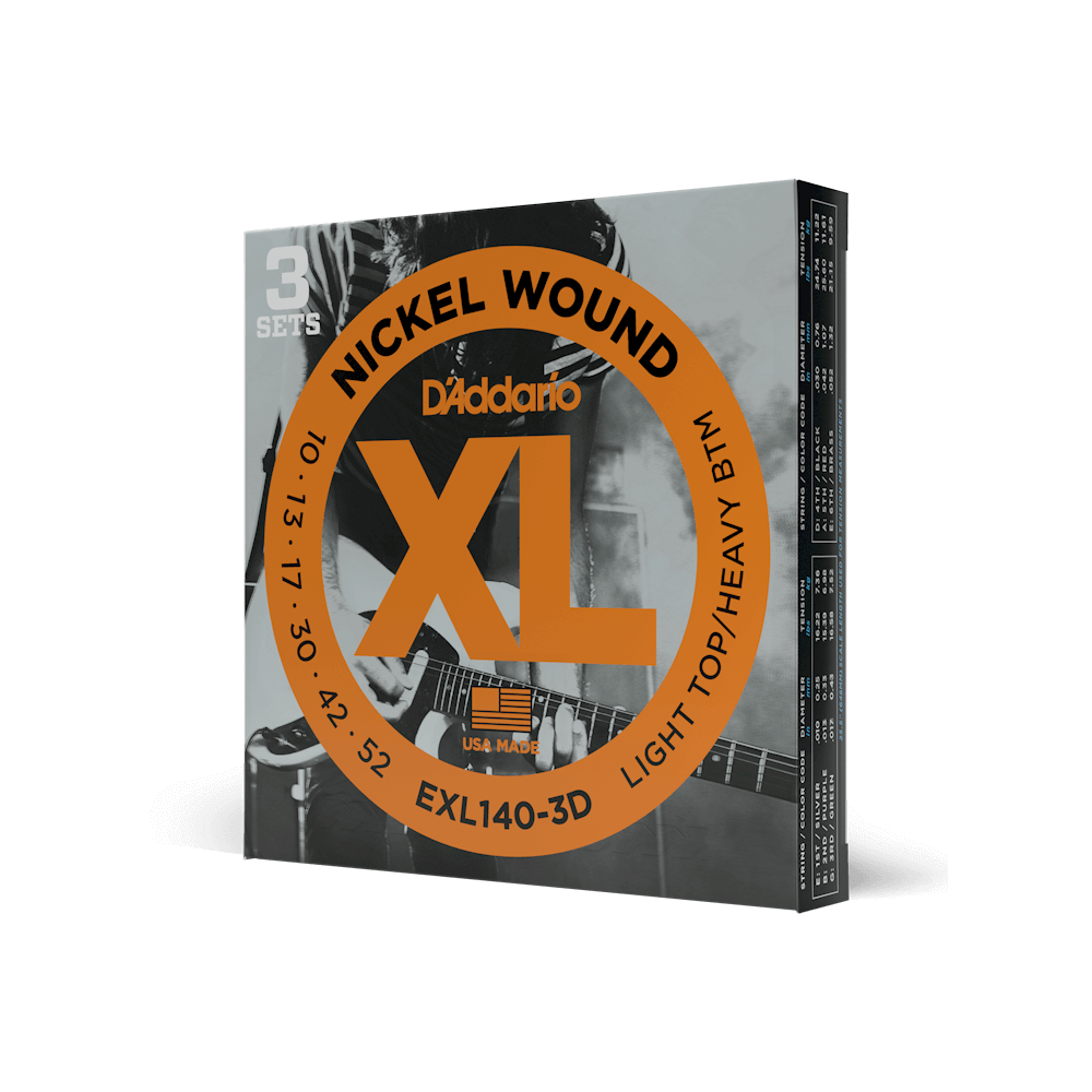 D'Addario 10-52 Light Top/Heavy Bottom, XL Nickel Electric Guitar Strings